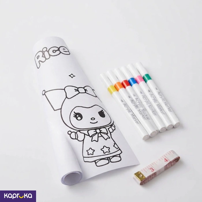 Kuromi Drawing Roll For Kids Coloring Paper Roll With 6 Acrylic Markers With Measurement Tape