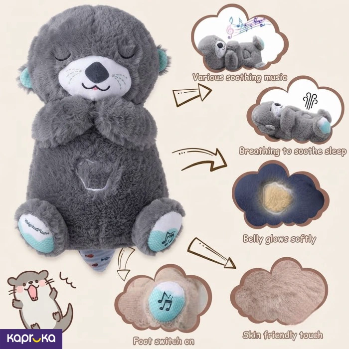 Breathing Otter Plush Toy With Soothing Music And Night Light