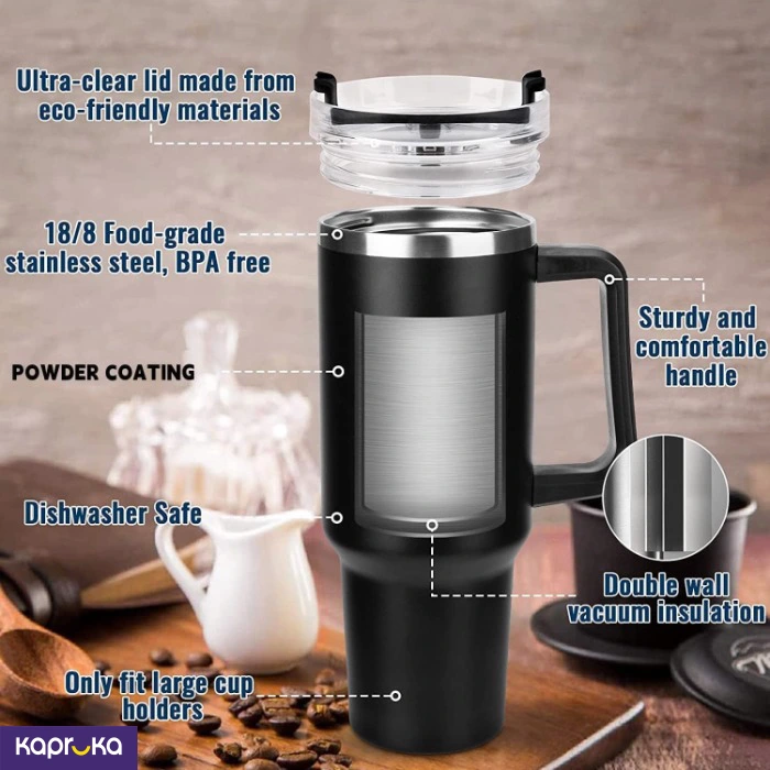 Stainless Steel Vacuum Insulated Mug 40 Oz 1300 Ml Portable Car Mug Tumbler With Handle