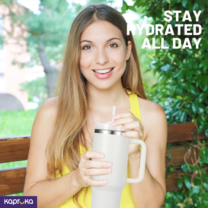 Stainless Steel Vacuum Insulated Mug 40 Oz 1300 Ml Portable Car Mug Tumbler With Handle