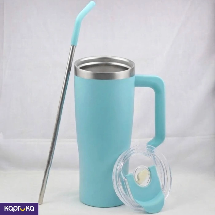 1200ml Vacuum Insulated Tumbler With Handle Stainless Steel Travel Mug With Straw