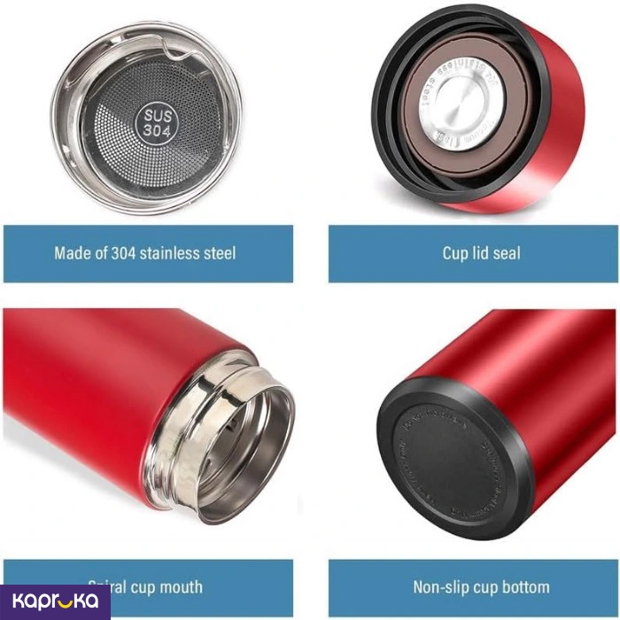 Smart Led Temperature Display Vacuum Insulated Bottle Red