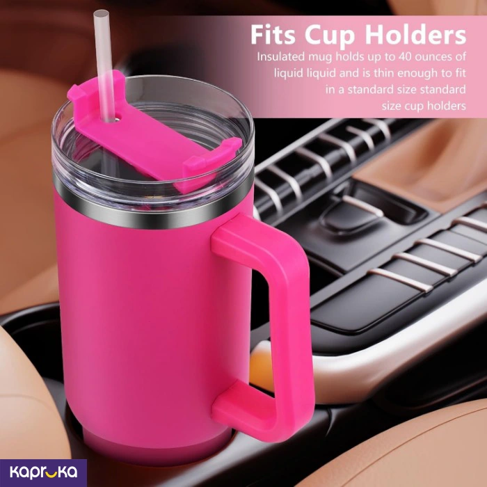 Stainless Steel Vacuum Insulated Mug 40 Oz 1300 Ml Portable Car Mug Tumbler With Handle