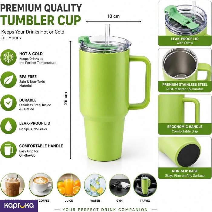 Stainless Steel Vacuum Insulated Mug 40 Oz 1300 Ml Portable Car Mug Tumbler With Handle