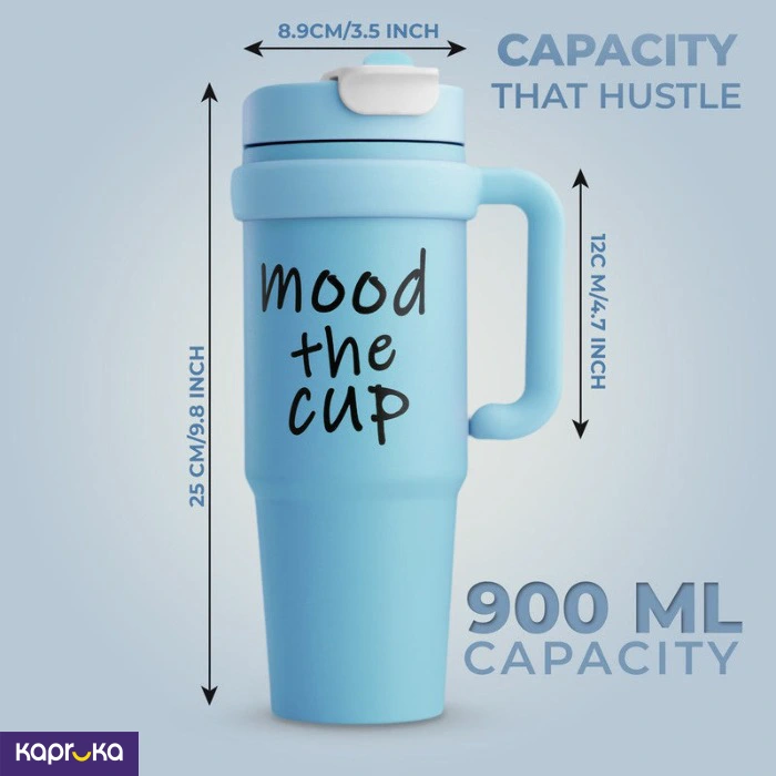 900ml Stainless Steel Tumbler With Lid Straw And Handle Sky Blue Leakproof Sipper Cup