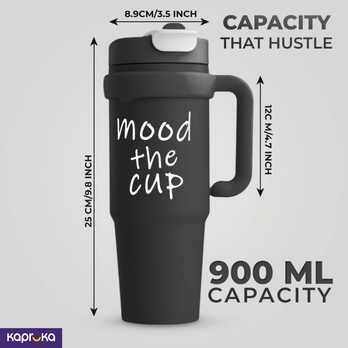 900ml Stainless Steel Tumbler With Lid Straw And Handle Black Leakproof Sipper Cup
