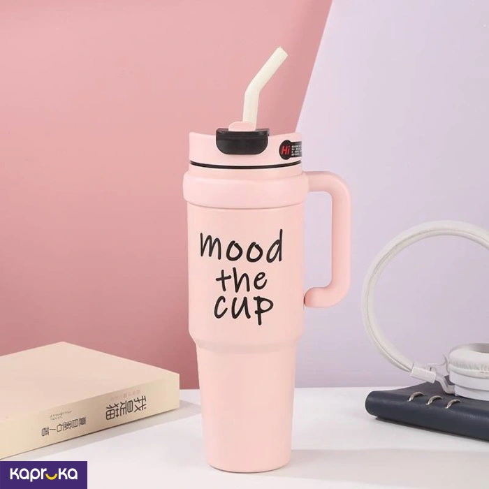 900ml Stainless Steel Tumbler With Lid Straw And Handle Black Leakproof Sipper Cup