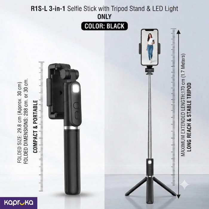 Selfie Stick R1s L Wireless Bluetooth Selfie Stick With Tripod Stand With Led Fill Light