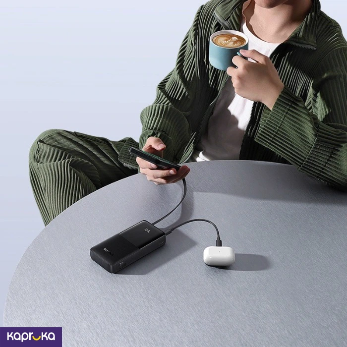 Baseus 20000mah 20w Bipow 2 Digital Display Power Bank With Built In Type C Cable