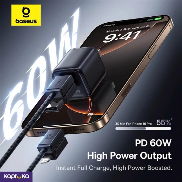 Baseus 1 Meter 60w Versatile Two For Two Fast Charging Cable With Usb C And Lightning Converter