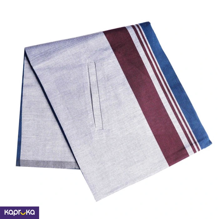 Signature Mens Gray And Maroon Stripe Pocket Sarong