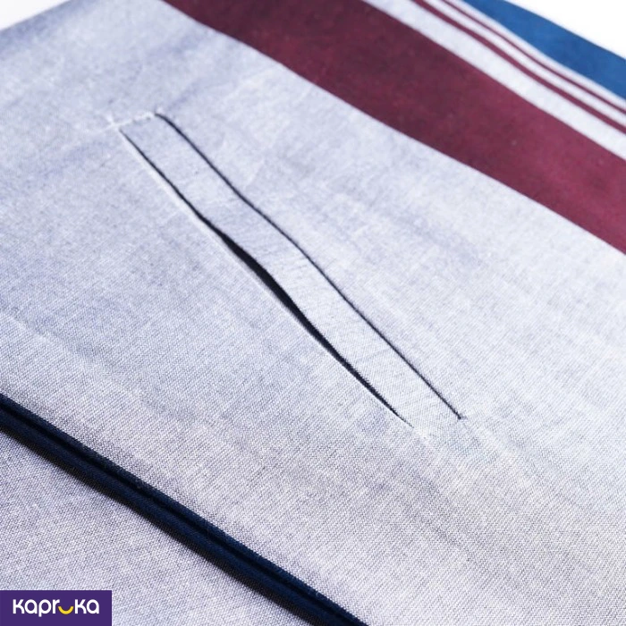 Signature Mens Gray And Maroon Stripe Pocket Sarong