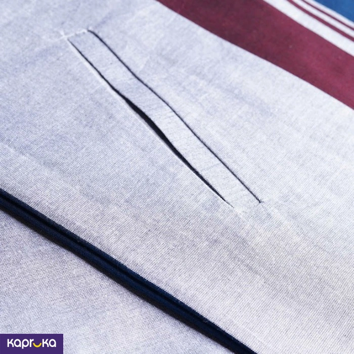 Signature Mens Gray And Maroon Stripe Pocket Sarong