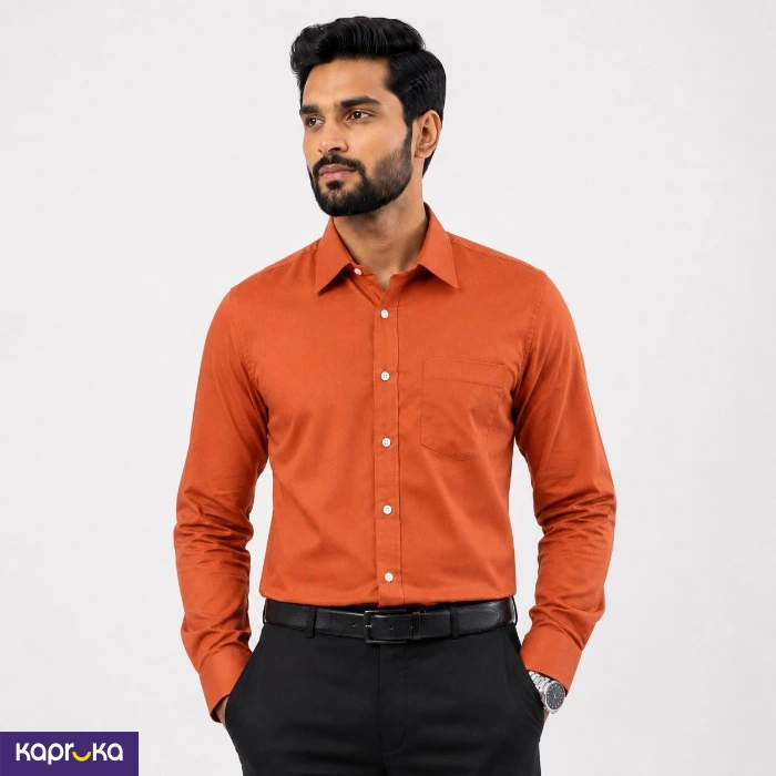 Signature Men S Formal Orange Long Sleeve Shirt
