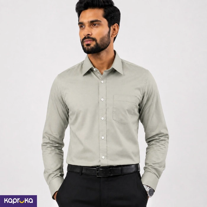 Signature Mens Formal Gray Long Sleeve Shirt