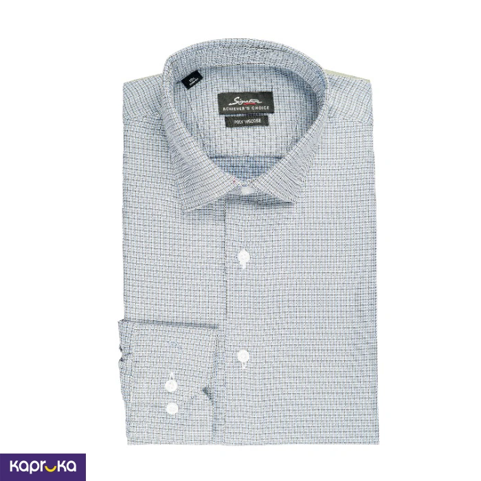 Signature Formal Mens Blue Micro Print Long Sleeve Shirt