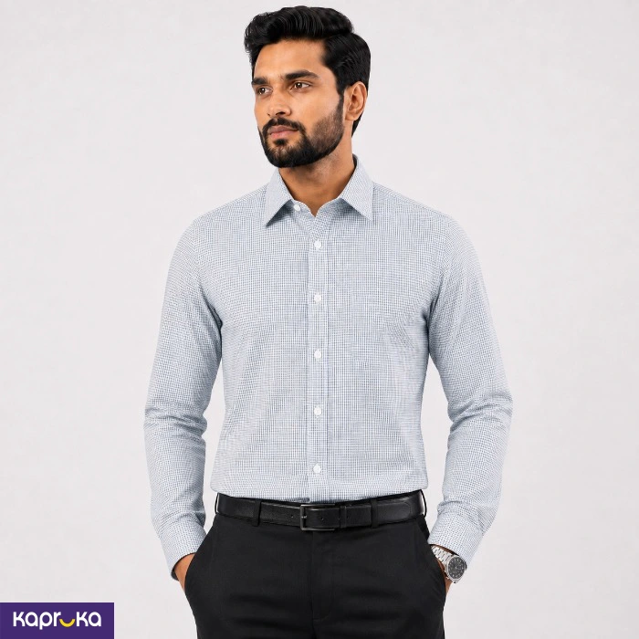 Signature Formal Mens Blue Micro Print Long Sleeve Shirt