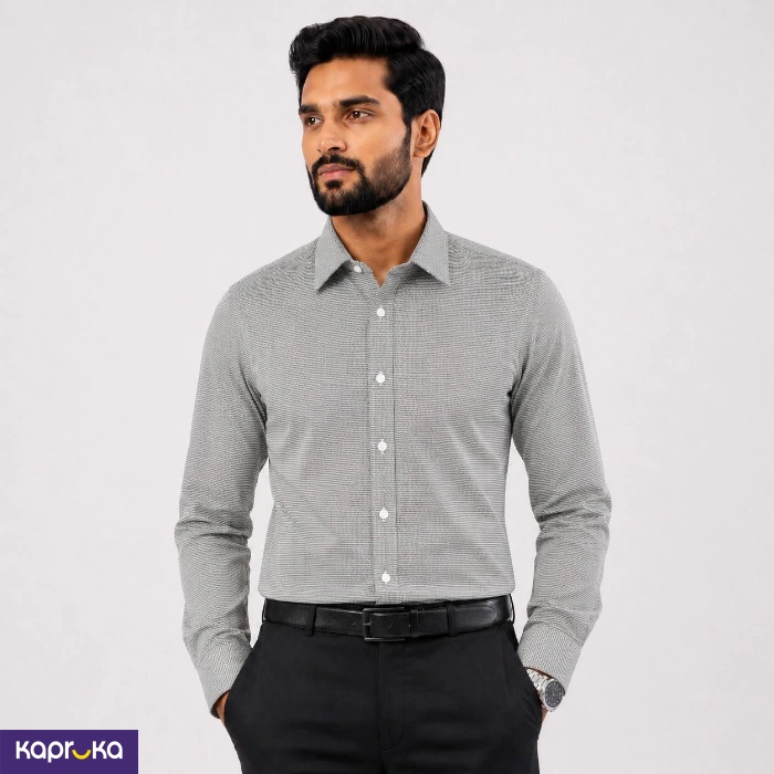 Signature Formal Men S Gray Micro Print Long Sleeve Shirt
