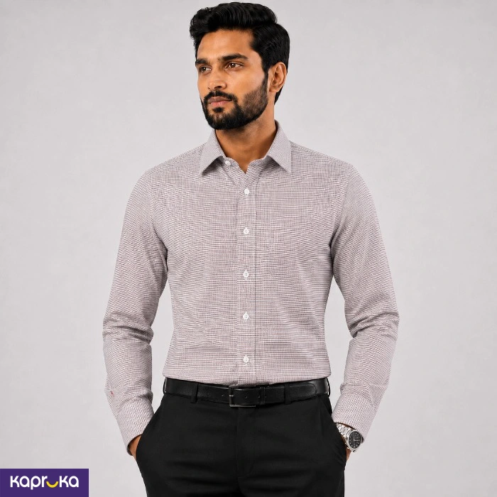 Signature Formal Men S Red Micro Print Long Sleeve Shirt