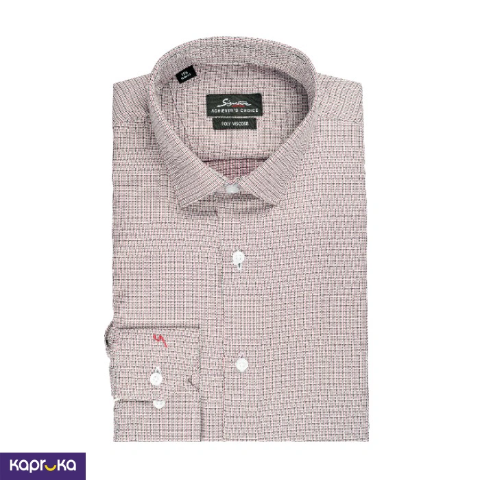 Signature Formal Men S Red Micro Print Long Sleeve Shirt