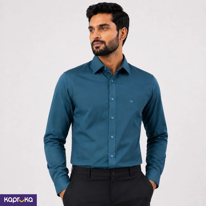 Signature Mens Icon Slim Fit Peacock Blue Shirt