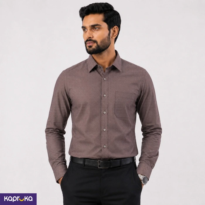 Signature Mens Slim Fit Dark Maroon Formal Shirt