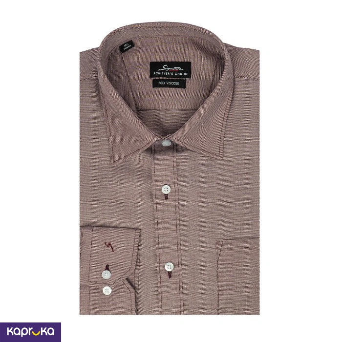 Signature Mens Slim Fit Dark Maroon Formal Shirt