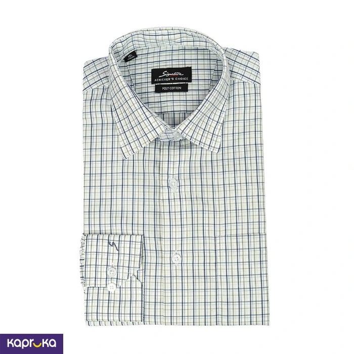 Signature Mens Slim Fit Blue Check Formal Shirt