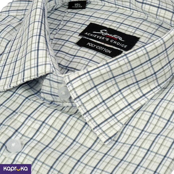 Signature Mens Slim Fit Blue Check Formal Shirt