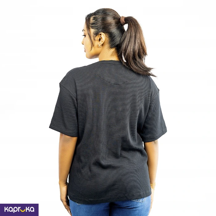 Signature Womens Oversized Black Crew Neck T Shirt