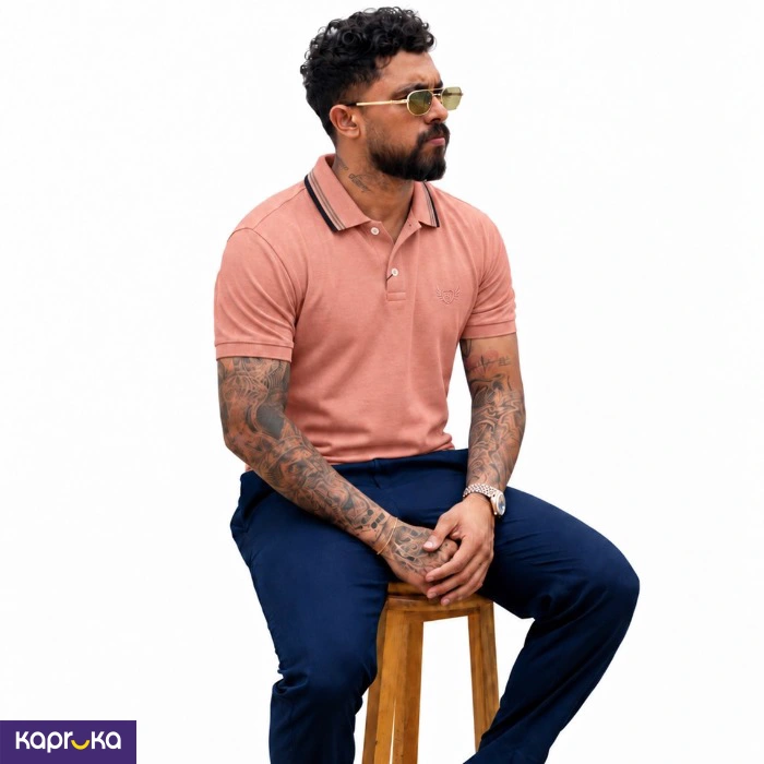 Signature Men S Casual Pink Color Polo T Shirt