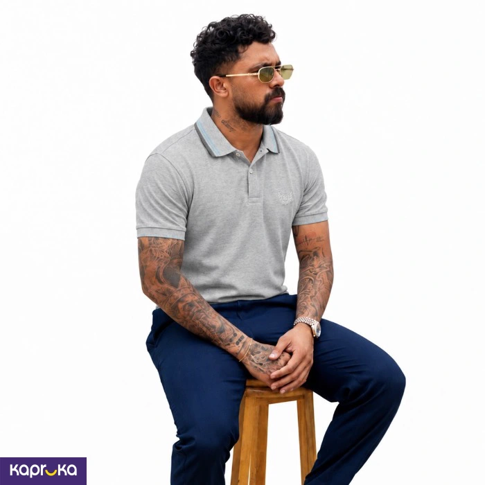 Signature Men S Casual Light Grey Color Polo T Shirt