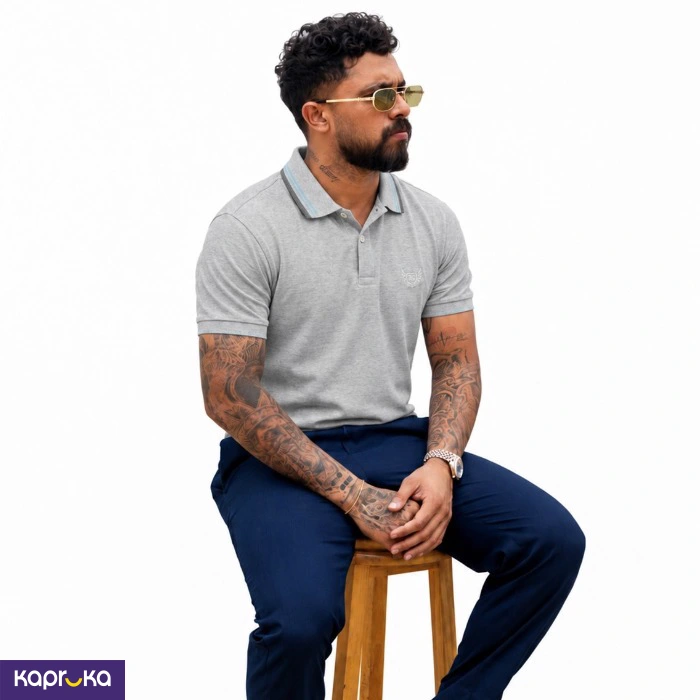 Signature Men S Casual Light Grey Color Polo T Shirt