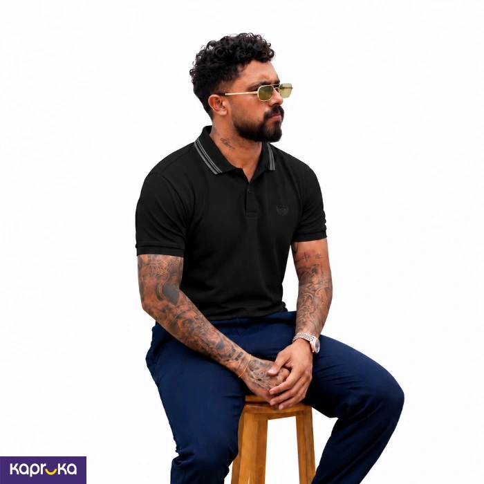 Signature Men S Casual Black Color Polo T Shirt