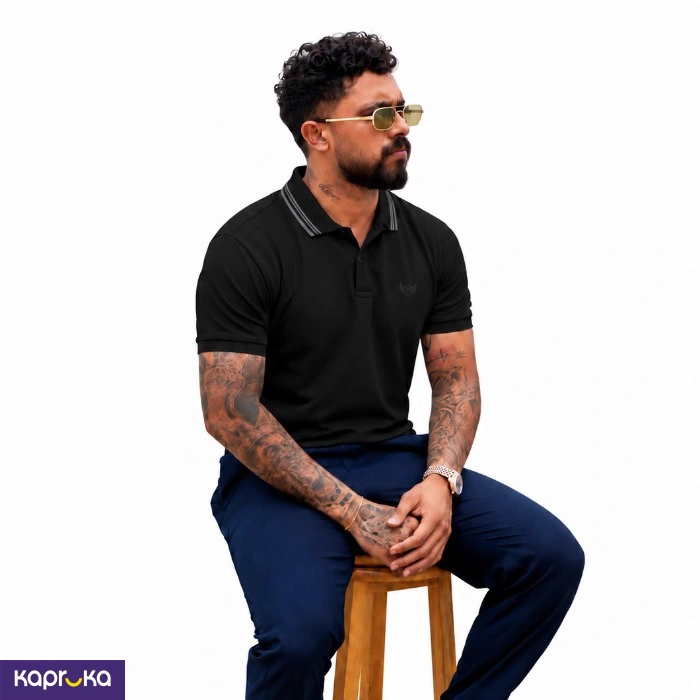 Signature Men S Casual Black Color Polo T Shirt