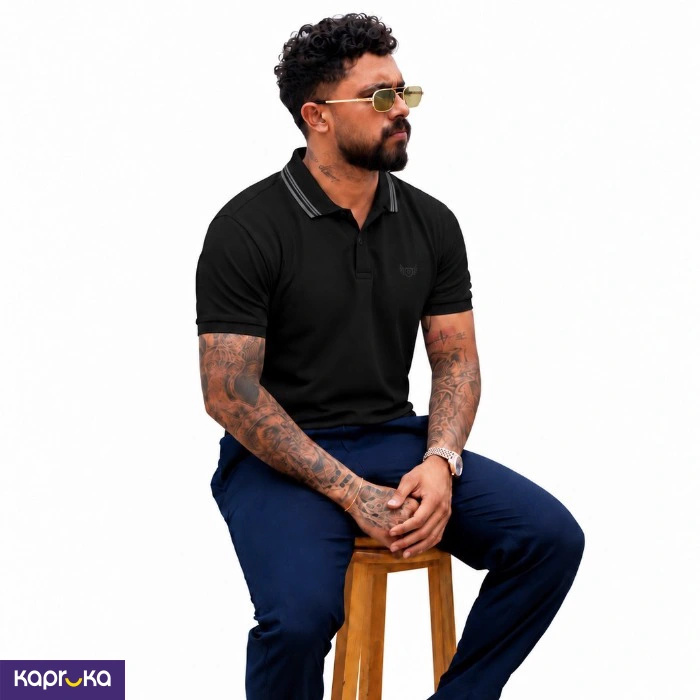 Signature Men S Casual Black Color Polo T Shirt