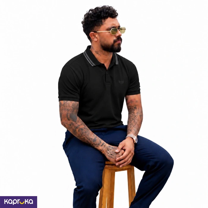 Signature Men S Casual Black Color Polo T Shirt