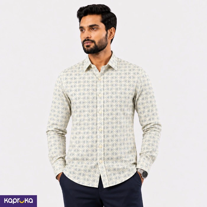 Signature Men S Casual Slim Fit Printed Long Sleeve Shirt