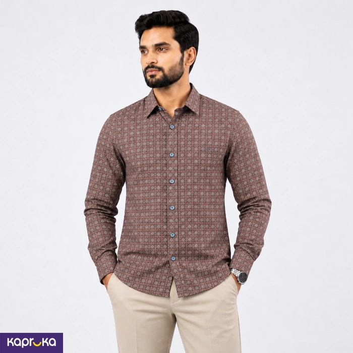 Signature Men S Casual Slim Fit Printed Long Sleeve Shirt