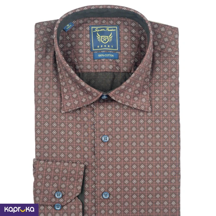 Signature Men S Casual Slim Fit Printed Long Sleeve Shirt