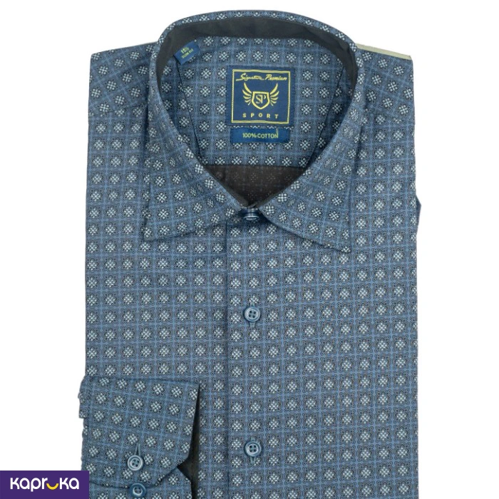 Signature Men S Casual Slim Fit Printed Long Sleeve Shirt
