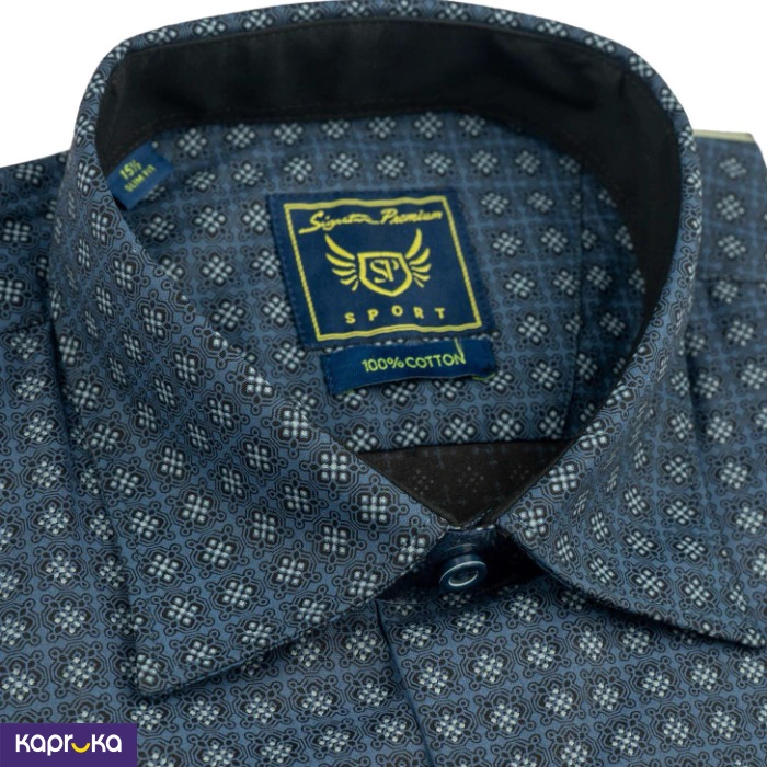 Signature Men S Casual Slim Fit Printed Long Sleeve Shirt