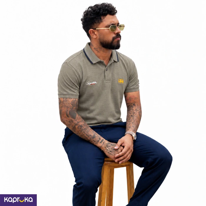 Signature Mens Lion Logo Polo T Shirt