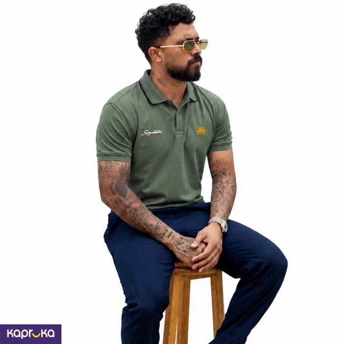 Signature Mens Lion Logo Polo T Shirt