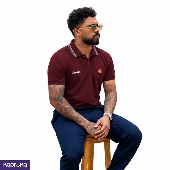 Signature Mens Lion Logo Polo T Shirt