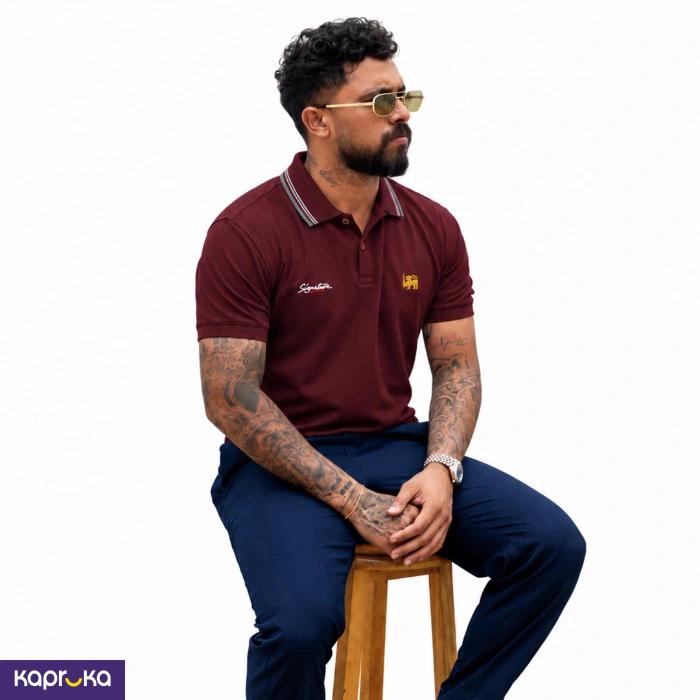Signature Mens Lion Logo Polo T Shirt