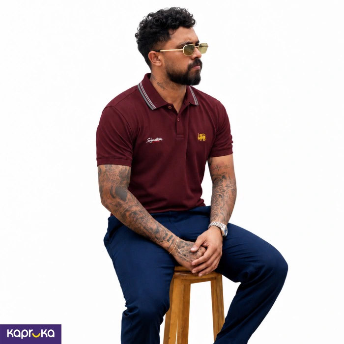 Signature Mens Lion Logo Polo T Shirt