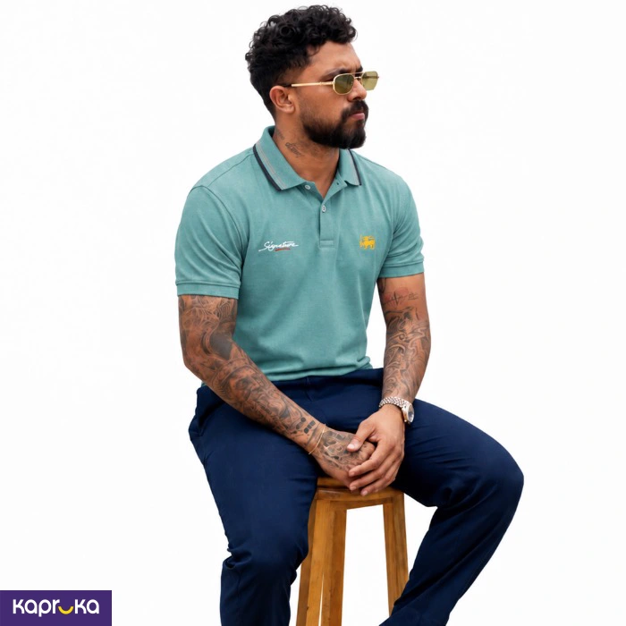 Signature Mens Lion Logo Polo T Shirt