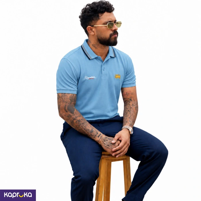 Signature Mens Lion Logo Polo T Shirt