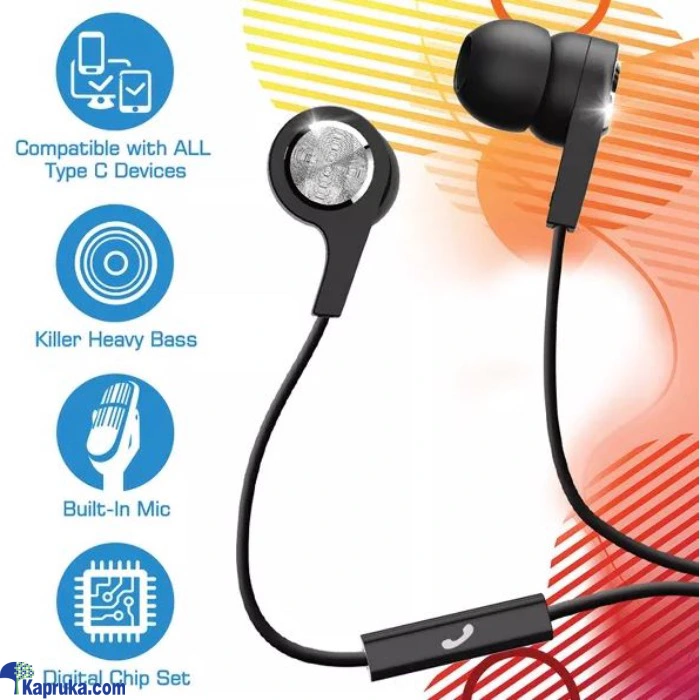 Earbud Matte Black Type C Plug Heavy Bass